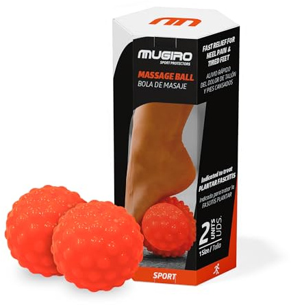 MUGIRO Confezione da 2 palline per massaggi muscolari [Massicce & Gel Silicone] - Palla Massaggio Piedi per Fascite Plantare, Sperone e Riflessologia - Sollievo Miofasciale e Punti Trigger - Spiedini