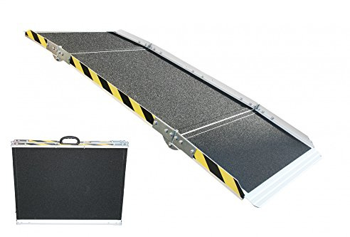Rollstuhlrampe Aluminium 240 cm – 3-Fach faltbar & tragbar Klapprampe für Rollstühle, Scooter & Gehhilfen rutschfest