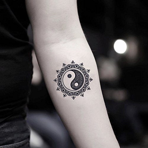 Mandala Yin Yang Temporary Fake Tattoo Sticker (Set of 2)