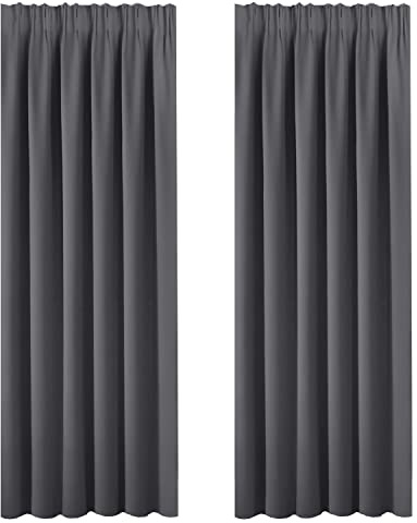 BellaHills Super Soft Thermal Insulated Window Treatment Pencil Pleat Top Blackout Curtains for Livingroom with Two Matching Tie Backs 66 x 90 Drop Inch, 2 Panels, Charcoal Grey