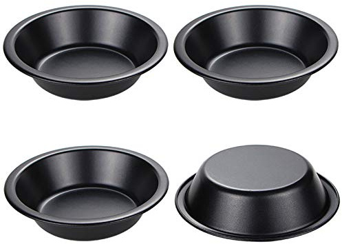 Webake Mini Pie Pans 5 Inch Pie Tins, 4 Pack Nonstick Round Bread and Meat Bakeware for Oven and Instant Pot Baking - Black