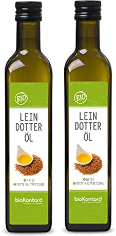 bioKontor – BIO Leindotteröl 1l (2x500ml) – kaltgepresst & nativ | Rohkostqualität – 100% natürlich – deutsche Abfüllung – Camelina Sativa Öl – vielseitig für Salate, Dressings & kalte Küche
