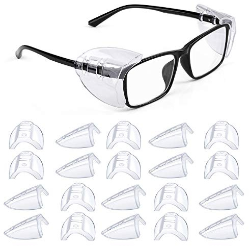 MELASA 12 Pairs Eye Glasses Side Shields, Flexible Slip on Side Shields for Safety Glasses Fits Small to Large Eyeglasses Universal