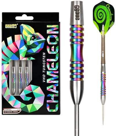 ONE80 Steel Darts Chameleon VHD Steeltip Dart – Hochwertige Steeldarts mit Präzisionsgriff und Chameleon-Beschichtung für optimale Kontrolle und Präzision Dartpfeile
