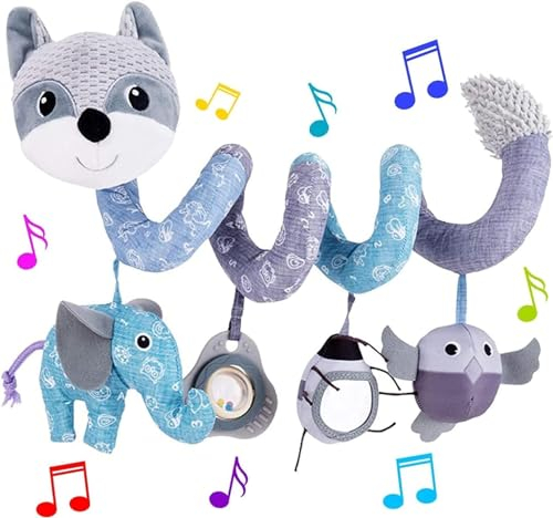 RichDeer Jouet Poussette pour Bébés für 0+ Mois Garcon Fille, Spirale d’activité avec Jouets à Suspendre, pour Landau de Bébé, Berceau, Siège Voiture