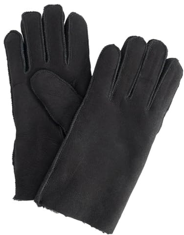 NF NITZSCHE fashion - Lammfell Handschuhe für Herren - 100% Lammfell - warm und kuschelig weich - Farben: braun und schwarz - Winter und Herbst - elegant (schwarz, 8,5)