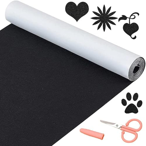 PLCatis Selbstklebender Schwarzer Filz 30x200cm Zuschneidbarer Filzstoff | Stark Haftende Filzrolle 1mm Dick für Schubladen Boxen Bilderrahmen Stuhl- und Tischbeine Basteln und Halloween-Deko