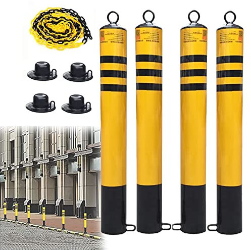 Oiyekntd 4 x Sicherheitsparkplätze Auffahrt Fahrzeug nach Studien Bollards Barrieren und Bolzen Anti -Diebstahl -Sicherheitsautos Sperre Schloss Boller mit 4 Schlüsselsicherungsposten,76×800mm