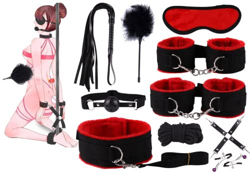 SIRAGE Juego De Modelos De Nailon De Peluche De 10 Piezas para Yoga, Comodidad, Deportes, Vida, Juguete para Parejas (Juego De 10 Piezas, Rojo)