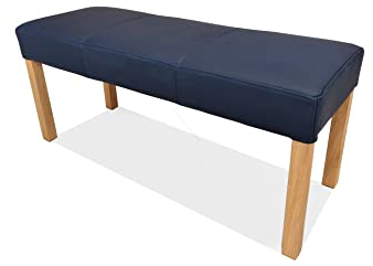Quattro Meble Blaues 100% Echtleder Sitzbank Leder Hocker Sitz Bank Polsterbank Rindsleder Leder Toledo Kobalt (115x40xH-50 cm)