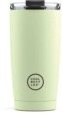 Cool Bottles - Tumbler - Bicchiere Termico in Acciaio Inossidabile - 550 ml - Pastel Green - Tazza da Caffè - Coperchio Ermetico - Bevande Fredde 10 ore e Calde 5 ore - Finitura Antimacchia