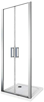 Glastür für Dusche mit 6 mm Dicke und Schwenköffnung im Saloon-Stil, die sowohl nach innen als auch nach außen geöffnet werden kann. Höhe 190 CM verstellbar (82-85 CM)