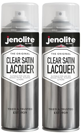 JENOLITE Clear Lacquer Spray | Satin | Crystal Clear Finish | 2x500ml | Enhances & Protects Surface and Paintwork from Corrosion & UV Damage, Non-Yellowing Varnish