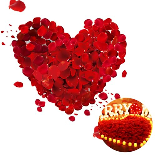 3000 Pcs Red Rose Petals for Bedroom,Silk Rose Petals, Artificial Red Rose Flowers, No-Taste Fade Emulation Rose Petal for Romantic Scenes Wedding Anniversary, birthday, Confession Decoration