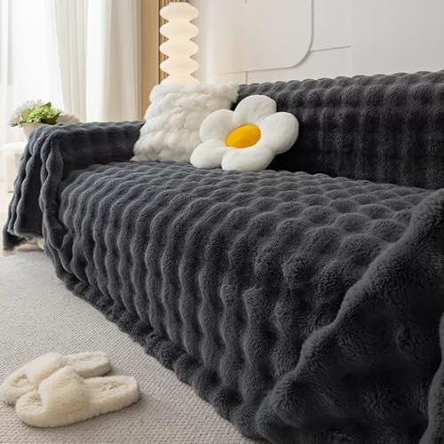 PlüSch Sofa üBerwurfdecke 1 2 3 4-Sitzer Anti-Rutsch Sofabezug L/U-Form Couch-Katzen-Anti-Kratz-Schutz-Sofa üBerzug Mehrzweck üBerwurfe Decken FüR Schlafsofa/Lounge-Sessel/Strand(180X260cm,Gray 2)