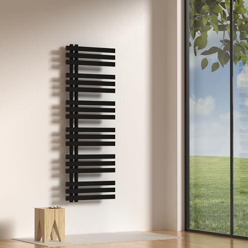 [neu.haus] Scalda Asciugamani da Parete Radiatore Scaldasalviette per Bagno Termoarredo ad Acqua Calda 140 x 50 cm - Nero