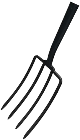 Land-Haus-Shop Grabegabel mit Schwanenhals Spatengabel Forke Stahl massiv schwarz 4 Zinken Garten Grabe Spaten Gabel Metall (Metall Unterteil ohne Stiel)