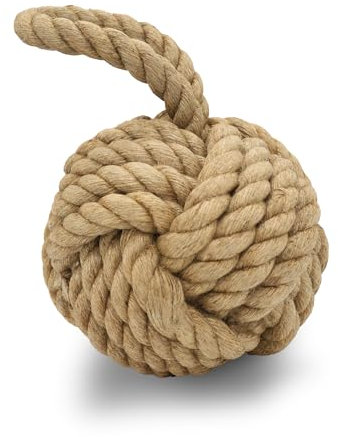 MesuBari Nautical Rope Knot Door Stop Decorative Weighted Doorstop with Handle for Draft Blocking Living Room Bedroom Window Wedge Bookend Natural Cotton 1 Piece 6 Inch 4.2 Pounds