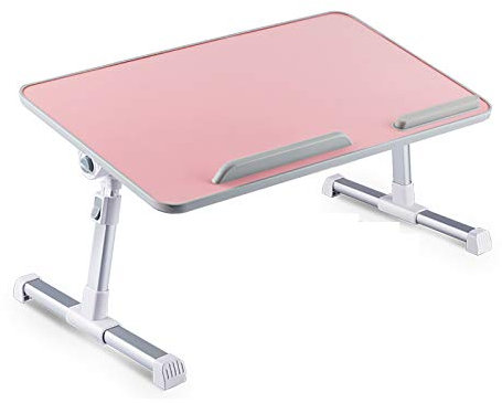 Soporte para computadora portátil de Altura Ajustable, Mesa Plegable para computadora portátil, Soporte para computadora portátil con Ventilador, para Cama, sofá, Oficina (Rosa 1 52 × 30 cm / 20,47 ×