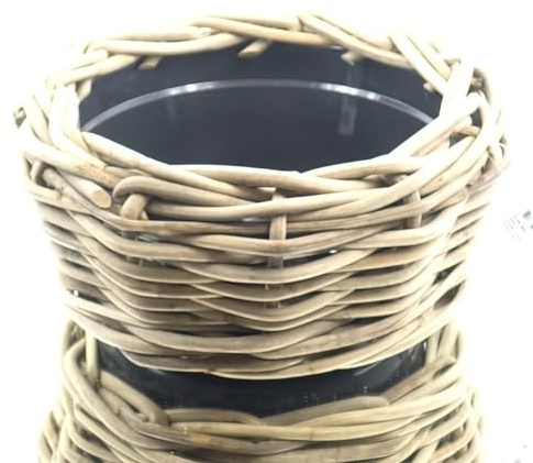 Van der Leeden DRYPOT® Rattan Pflanzschale Grau Ø 40 cm - Sylter Körbe