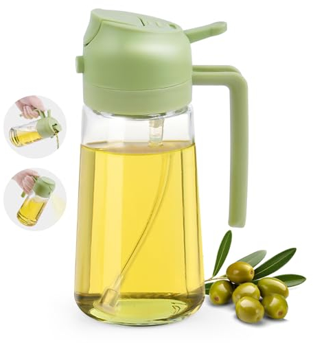 Lifhety Pulverizador Aceite Spray 2 en 1, 600ml Spray Aceite Cocina Cristal, Aceitera Dosificador de Aceite de Oliva para Freidora de Air Vinagre