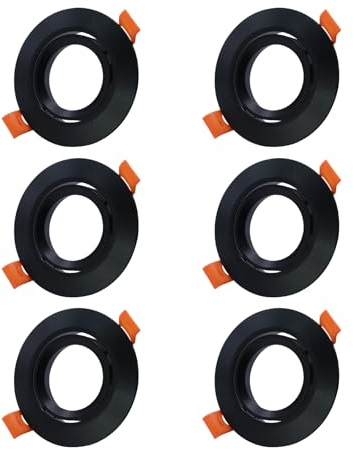 JOYINLED 6 Stück Decken-Einbaurahmen Einbaurahmen schwarz matt (LED/Halogen/MR16/50mm) inkl. GU5.3 Fassung