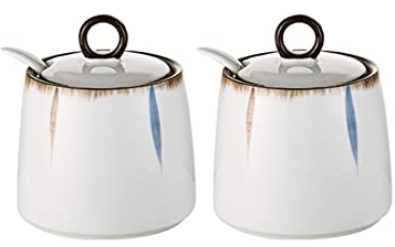 QXSJEDYCH Zuccheriera, Barattolo for condimenti, Zuccheriera con coperchio e cucchiaio, Barattoli for zucchero e caffè in ceramica, Barattolo for spezie contenitore for zucchero, Barattolo for condime