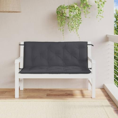 Homgoday Gartenbank-Auflagen 2 STK. Bankauflage Sitzkissen Rückenkissen Sitzpolster Gartenbankauflage Bankpolster Auflage für Sitzbank & Hollywoodschaukel Melange Anthrazit 120x50x7 cm Stoff