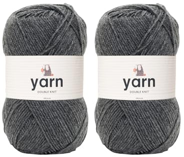 Korbond garn – grå – 2 x 100 g akrylull – lätt, allergivänlig och hållbar dubbelstickad virkad garn stickad ull