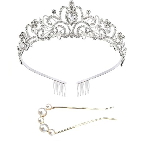 FISH DRAGATE krone damen vintage,mädchen tiara,tragen perle haarnadel | prinzessin crown,silber diadem,metall,haarschmuck für geburtstag,party,hochzeit
