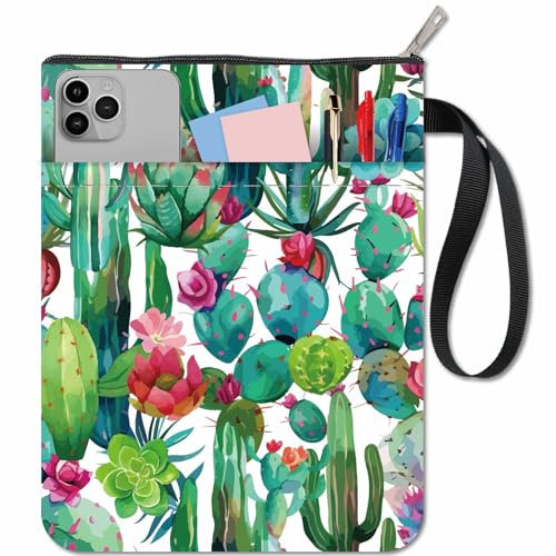 craspire Housse de Protection pour Livre en Forme de Cactus avec Fermeture Éclair Imperméable en Toile pour Les Amoureux des Livres Couverture Rigide Carnet Journal Bible Manuels Livres de Poche