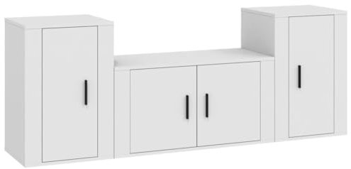 Helloshop26 Ensemble de Meubles Armoire Buffet TV télévision Salon Chambre séjour 3 pièces Bois d'ingénierie Blanc 02_0024481