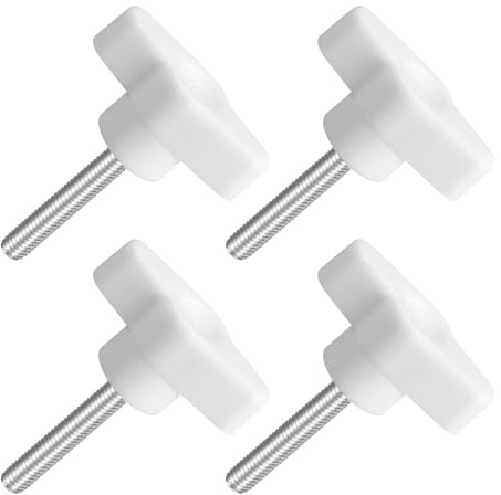 QUARKZMAN M5 x 30mm Tornillos Moleteados, 4pcs Perillas de Ala en T Rosca Macho de Acero Inoxidable 304 Tuerca Pomo de Mango Asas Ajustables Sujeción Manual para Máquina, Blanco, 36mm Ancho