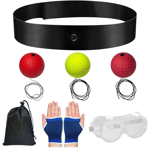 Reflex Ball Kopfband-Set | Schlagball für Geschwindigkeitstraining, tragbar, elastisches Stirnband für Reaktionstraining | Boxausrüstung für Anfänger und Profis | Training