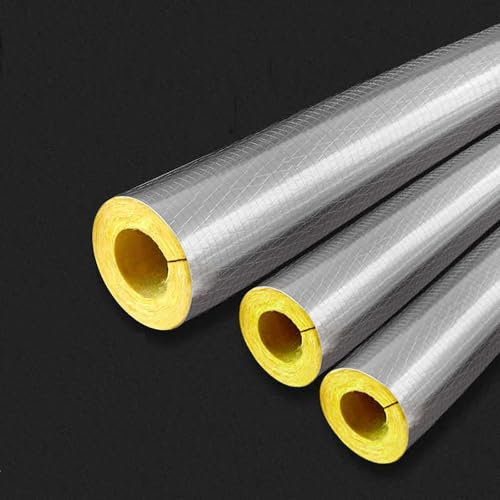 Aluminum Foil Insulation Sleeve for Industrial Use High Temperature Fire Resistant Glass Wool Insulation Pipe ID 89mm THK 30mm Ideal for Insulating Pipes from 27mm to 273mm in Diameter