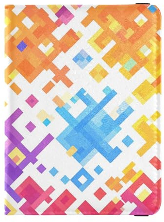 Reisepasshülle, anpassbar, flach, geometrisch, bunt, Leder, Reisepasshülle, Brieftasche, ultradünn, Flach, geometrisch, bunt, 1 size