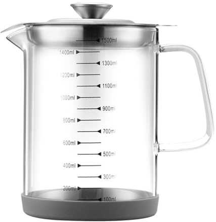 AUTSUPPL Transparent Oil Storage Pot with Filter Strainer Oil Container for Cooking Storage Easy Pouring Kitchen Holder with Lid Residue Filtration 2.20 L