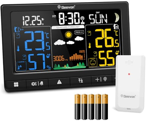 Geevon DCF Wetterstation Funk mit Außensensor Schimmelwarnung 3CH