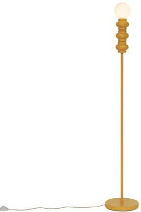 Qazqa - Retro Retro Stehleuchte I Stehlampe I Standleuchte I Lampe I Leuchte Senfgelb mit mattiertem Glas - Fedde I Wohnzimmer I Schlafzimmer - Stahl Länglich - LED geeignet