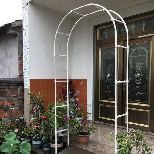 KKTX Arc de Jardin métal Arc Arbor Arc de Support arcs pour Les Plantes d'escalade, Les Roses, Les légumes, l'arc Rose résistant à la Rouille blancheWhite,1.8x2.4m
