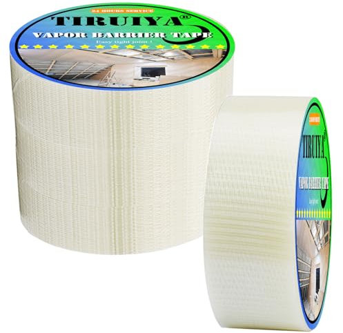 Tiruiya Nastro Adesivo per Barriera al Vapore, Nastro Adesivo Flessibile per Pellicola Barriera al Vapore, Freno a Vapore, Ultra Resistente ed Flessibile (5cm x 25m x 1 rotolo)