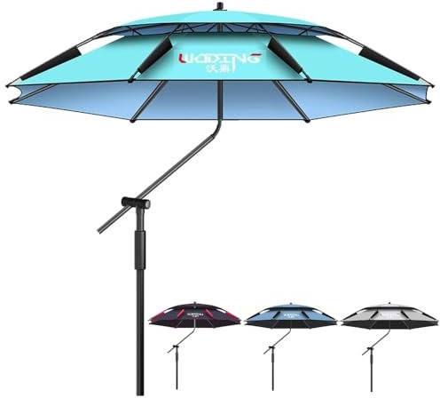 RTVGNSZSJL Sombrilla De Playa Grande, Sombrilla De Pesca Portátil para Exteriore, Sombrilla Inclinable para Viajar，vivaque，Pesca，Sombrilla Playa Antiviento Protección(Black,200cm/6.5ft)
