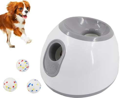 Automatisk bollkastare for hundar, interaktiv bollkastare for hundar, automatisk tennisbollkastare med 3 avfyrningsavstånd (10/20/30FT), for små, medelstora hundar(Gray)