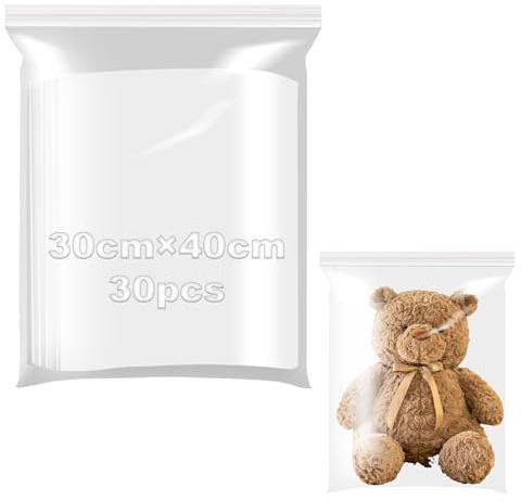 Sac Plastique Zip 30x40cm Sachets Plastiques Refermables 30 Pièces Zippé Transparent Sachet Plastique Zip Sachet Emballage Parfait pour Ranger Vêtements Bijoux et Fournitures Bureau dans Cuisine