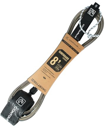 Billabong x Contour Surf Surfboard Leash – Ankle Leash with Double Swivel, Heavy-Duty PU Cord for Longboards and Shortboards, Secure and Lightweight.