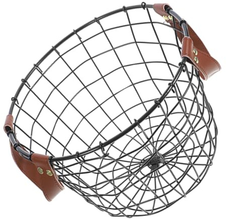 POPETPOP Round Metal Firewood Basket with Handle Rustic Iron Storage Bin for Firewood Laundry or Blanket Large Wire Country Organizer for Outdoor Use