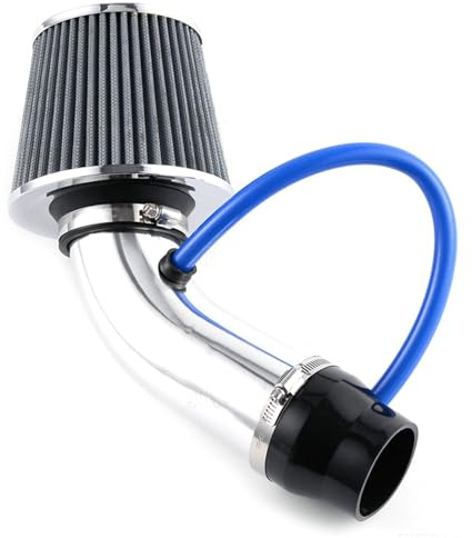 NYSQOFMB Admisión Aire Tubo Entrada Aire 76 Mm 3 Pulgadas Filtro Turbo Entrada Aire Frío Automóvil Filtro Aire Automotriz Kit Manguera Flujo Inducción Plata