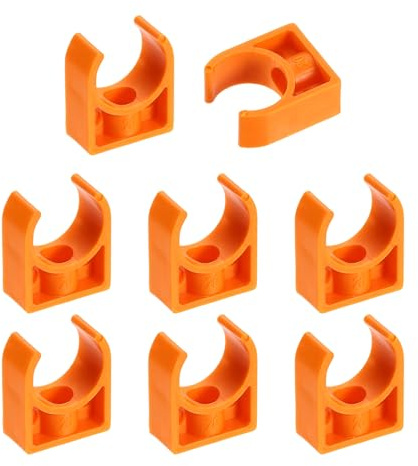 sourcing map 8 abrazaderas de PVC para tubería de agua, hebillas de manguera en forma de U, soporte de tubo de riego para bandejas de TV, tubo de soporte, naranja