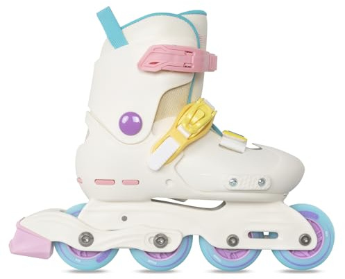 Nattork Inline Skates for Girls Kids Teens Boys Age 4-12, 4 Sizes Adjustable Blades Roller for Outdoor Indoor Birthday White