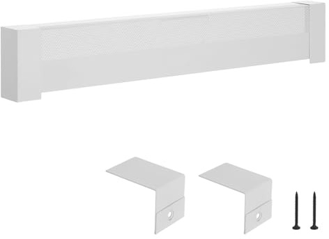 VEVOR Baseboard Heater Covers, Basic Series 1211 mm Standard Electric Heating Unit Front Cover for Home Improvement, Heavy-duty Steel, Easy Installation for Bedroom Replacing Old Cover, White